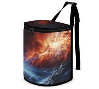 HETVBNS Outer Space Stars Car Trash Can with Lid, Leakproof Hanging Automotive Trash Bin, Waterproof Garbage Storage Bag for Vehicles, RV, Bathroom, Office