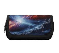 HETVBNS Outer Space Stars Pencil Case Extra Large, Double Layer Pencil Pouch with Zipper, Portable Cosmetic Bags for Travel, Office Stationery Organizer for Women Men