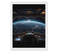 HETVBNS Outer Space Views from The Spaceship Diamond Painting Kits for Adults, Full Round Drill DIY Diamond Art for Beginners, 5D Gem Art and Crafts for Home Wall Decor 12"x16"
