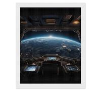 HETVBNS Outer Space Views from The Spaceship Diamond Painting Kits for Adults, Full Round Drill DIY Diamond Art for Beginners, 5D Gem Art and Crafts for Home Wall Decor 16"x20"