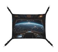 HETVBNS Outer Space Views from The Spaceship Pet Hammock for Cats & Dogs, Soft Breathable Canvas Hanging Hammock with Adjustable Straps, Comfortable & Durable Hanging Bed for Small to Medium Pets