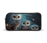 HETVBNS Owl on Tree Pencil Case Large Capacity, Durable Pencil Pouch Portable Small Cosmetic Bag with Metal Zipper, Simple Makeup Pouch Aesthetic Toiletry Bag for Travel Office