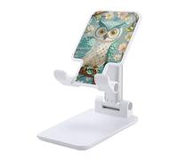 HETVBNS Owl Spring Flowers Turquoise Phone Stand for Desk - Adjustable & Foldable Tablet Stand Portable Cell Phone Stand Holder Compatible with 4-13" Smartphones, Tablets