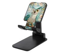 HETVBNS Owl Spring Flowers Turquoise Phone Stand for Desk - Adjustable & Foldable Tablet Stand Portable Cell Phone Stand Holder Compatible with 4-13" Smartphones, Tablets