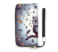 HETVBNS Owl Tree Branches Wallet, Elegant Wristlet Wallet with Multi-Card Slots, PU Leather Long Purse for Women, Men