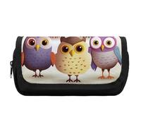 HETVBNS Owls Birds Pencil Case Extra Large, Double Layer Pencil Pouch with Zipper, Portable Cosmetic Bags for Travel, Office Stationery Organizer for Women Men