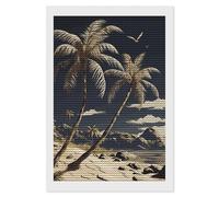 HETVBNS Palm Tree Diamond Painting Kits for Adults, Full Round Drill DIY Diamond Art for Beginners, 5D Gem Art and Crafts for Home Wall Decor 8"x12"