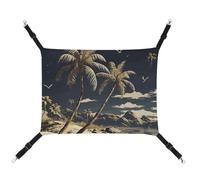 HETVBNS Palm Tree Pet Hammock for Cats & Dogs, Soft Breathable Canvas Hanging Hammock with Adjustable Straps, Comfortable & Durable Hanging Bed for Small to Medium Pets