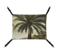HETVBNS Palm Tree Tropical Pet Hammock for Cats & Dogs, Soft Breathable Canvas Hanging Hammock with Adjustable Straps, Comfortable & Durable Hanging Bed for Small to Medium Pets