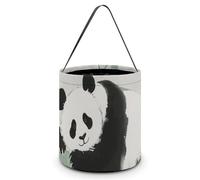 HETVBNS Panda Bamboo Candy Bag Halloween Trick Or Treat Bucket 7.9x8.3in, Reusable Gift Bags for Party Holiday Wedding