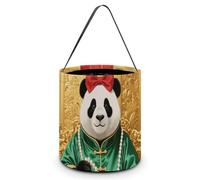 HETVBNS Panda Cute Candy Bag Halloween Trick Or Treat Bucket 7.9x8.3in, Reusable Gift Bags for Party Holiday Wedding