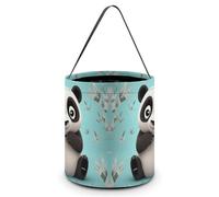HETVBNS Panda Star Candy Bag Halloween Trick Or Treat Bucket 7.9x8.3in, Reusable Gift Bags for Party Holiday Wedding