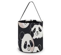 HETVBNS Panda Star Candy Bag Halloween Trick Or Treat Bucket 7.9x8.3in, Reusable Gift Bags for Party Holiday Wedding