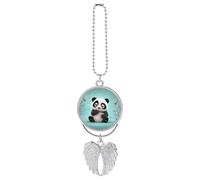HETVBNS Panda Star Car Hanging Pendant, Zinc Alloy Rearview Mirror Charms - Relieve Visual Fatigue, Vintage Keychain Pendant, Lucky Car Interior Hanging Decoration, Silver-style