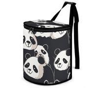 HETVBNS Panda Star Car Trash Can with Lid, Leakproof Hanging Automotive Trash Bin, Waterproof Garbage Storage Bag for Vehicles, RV, Bathroom, Office