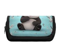 HETVBNS Panda Star Pencil Case Extra Large, Double Layer Pencil Pouch with Zipper, Portable Cosmetic Bags for Travel, Office Stationery Organizer for Women Men