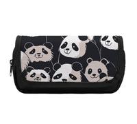 HETVBNS Panda Star Pencil Case Extra Large, Double Layer Pencil Pouch with Zipper, Portable Cosmetic Bags for Travel, Office Stationery Organizer for Women Men