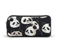 HETVBNS Panda Star Pencil Case Large Capacity, Durable Pencil Pouch Portable Small Cosmetic Bag with Metal Zipper, Simple Makeup Pouch Aesthetic Toiletry Bag for Travel Office