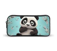 HETVBNS Panda Star Pencil Case Large Capacity, Durable Pencil Pouch Portable Small Cosmetic Bag with Metal Zipper, Simple Makeup Pouch Aesthetic Toiletry Bag for Travel Office