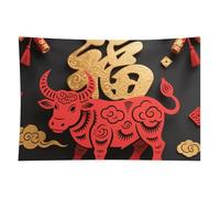 HETVBNS Papercut Ox Zodiac Tapestry Wall Hanging - 40"x60" Aesthetic Tapestries Soft Polyester Wall Art Decor Large Tapestry for Bedroom Living Room Dorm Backdrop, Hanging Kit Included