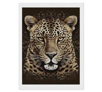 HETVBNS Patterned Leopard Head Diamond Painting Kits for Adults, Full Round Drill DIY Diamond Art for Beginners, 5D Gem Art and Crafts for Home Wall Decor 12"x16"