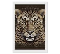HETVBNS Patterned Leopard Head Diamond Painting Kits for Adults, Full Round Drill DIY Diamond Art for Beginners, 5D Gem Art and Crafts for Home Wall Decor 8"x12"
