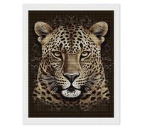 HETVBNS Patterned Leopard Head Diamond Painting Kits for Adults, Full Round Drill DIY Diamond Art for Beginners, 5D Gem Art and Crafts for Home Wall Decor 16"x20"