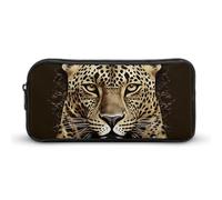 HETVBNS Patterned Leopard Head Pencil Case Large Capacity, Durable Pencil Pouch Portable Small Cosmetic Bag with Metal Zipper, Simple Makeup Pouch Aesthetic Toiletry Bag for Travel Office