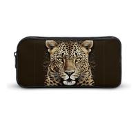 HETVBNS Patterned Leopard Head Pencil Case Large Capacity Zipper Pouch, Durable Pencil Box Organizer, Portable Small Cosmetic Bag for Office, Travel