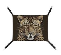 HETVBNS Patterned Leopard Head Pet Hammock for Cats & Dogs, Soft Breathable Canvas Hanging Hammock with Adjustable Straps, Comfortable & Durable Hanging Bed for Small to Medium Pets