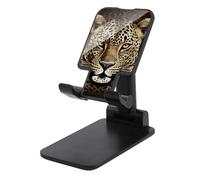 HETVBNS Patterned Leopard Head Phone Stand for Desk - Adjustable & Foldable Tablet Stand Portable Cell Phone Stand Holder Compatible with 4-13" Smartphones, Tablets