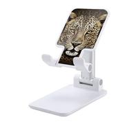 HETVBNS Patterned Leopard Head Phone Stand for Desk - Adjustable & Foldable Tablet Stand Portable Cell Phone Stand Holder Compatible with 4-13" Smartphones, Tablets