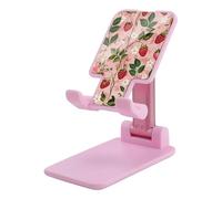 HETVBNS Peach Strawberry Print Phone Stand for Desk - Adjustable & Foldable Tablet Stand Portable Cell Phone Stand Holder Compatible with 4-13" Smartphones, Tablets