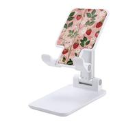 HETVBNS Peach Strawberry Print Phone Stand for Desk - Adjustable & Foldable Tablet Stand Portable Cell Phone Stand Holder Compatible with 4-13" Smartphones, Tablets