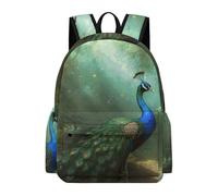 HETVBNS Peacock in Forest Backpack for Men Women, Durable Oxford Cloth Laptop Backpack, Lightweight Minimalism Bookbag for Work, Travel