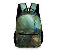 HETVBNS Peacock in Forest Backpack for Men Women, Durable Small Backpack Casual Lightweight Daypack for Travel Bag