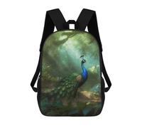 HETVBNS Peacock in Forest Backpack for Women Men, Durable 600D Polyester Bookbag with Large Capacity, Lightweight 17 Inch Laptop Backpack Minimalism Casual Daypack for Work, Travel