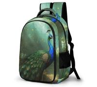 HETVBNS Peacock in Forest Backpack with Multiple Pockets, Large Capacity Laptop Backpack Unisex Durable Daypack for Travel, Work