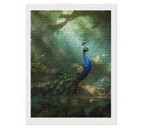 HETVBNS Peacock in Forest Diamond Painting Kits for Adults, Full Round Drill DIY Diamond Art for Beginners, 5D Gem Art and Crafts for Home Wall Decor 12"x16"