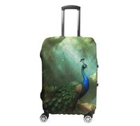 HETVBNS Peacock in Forest Luggage Cover, Elastic Luggage Protector Fits 19-32in Suitcases, Washable & Anti-Scratch Suitcase Cover for Men Women, style, L, Classic