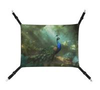 HETVBNS Peacock in Forest Pet Hammock for Cats & Dogs, Soft Breathable Canvas Hanging Hammock with Adjustable Straps, Comfortable & Durable Hanging Bed for Small to Medium Pets