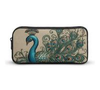 HETVBNS Peacock Pattern Pencil Case Large Capacity Zipper Pouch, Durable Pencil Box Organizer, Portable Small Cosmetic Bag for Office, Travel