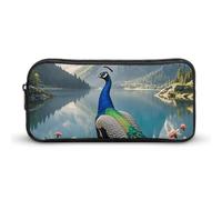 HETVBNS Peacock Pencil Case Large Capacity Zipper Pouch, Durable Pencil Box Organizer, Portable Small Cosmetic Bag for Office, Travel