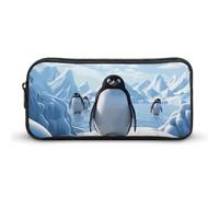 HETVBNS Penguin Antarctica Ice Pencil Case Large Capacity Zipper Pouch, Durable Pencil Box Organizer, Portable Small Cosmetic Bag for Office, Travel