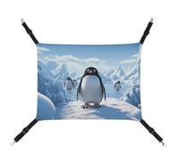 HETVBNS Penguin Antarctica Ice Pet Hammock for Cats & Dogs, Soft Breathable Canvas Hanging Hammock with Adjustable Straps, Comfortable & Durable Hanging Bed for Small to Medium Pets