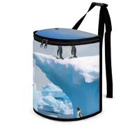 HETVBNS Penguins On The Iceberg Car Trash Can with Lid, Leakproof Hanging Automotive Trash Bin, Waterproof Garbage Storage Bag for Vehicles, RV, Bathroom, Office