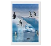 HETVBNS Penguins On The Iceberg Diamond Painting Kits for Adults, Full Round Drill DIY Diamond Art for Beginners, 5D Gem Art and Crafts for Home Wall Decor 8"x12"