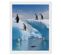 HETVBNS Penguins On The Iceberg Diamond Painting Kits for Adults, Full Round Drill DIY Diamond Art for Beginners, 5D Gem Art and Crafts for Home Wall Decor 16"x20"