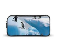 HETVBNS Penguins On The Iceberg Pencil Case Large Capacity Zipper Pouch, Durable Pencil Box Organizer, Portable Small Cosmetic Bag for Office, Travel