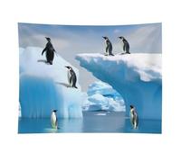 HETVBNS Penguins On The Iceberg Tapestry Wall Hanging - 30"x40" Aesthetic Tapestries Soft Polyester Wall Art Decor Large Tapestry for Bedroom Living Room Dorm Backdrop, Hanging Kit Included